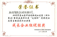 創(chuàng)新創(chuàng)業(yè)大賽浙江賽區(qū)優(yōu)勝獎(jiǎng)